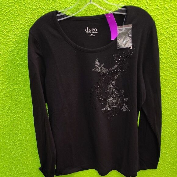 Denim&Co Black Graphic Blouse - Picture 1 of 3